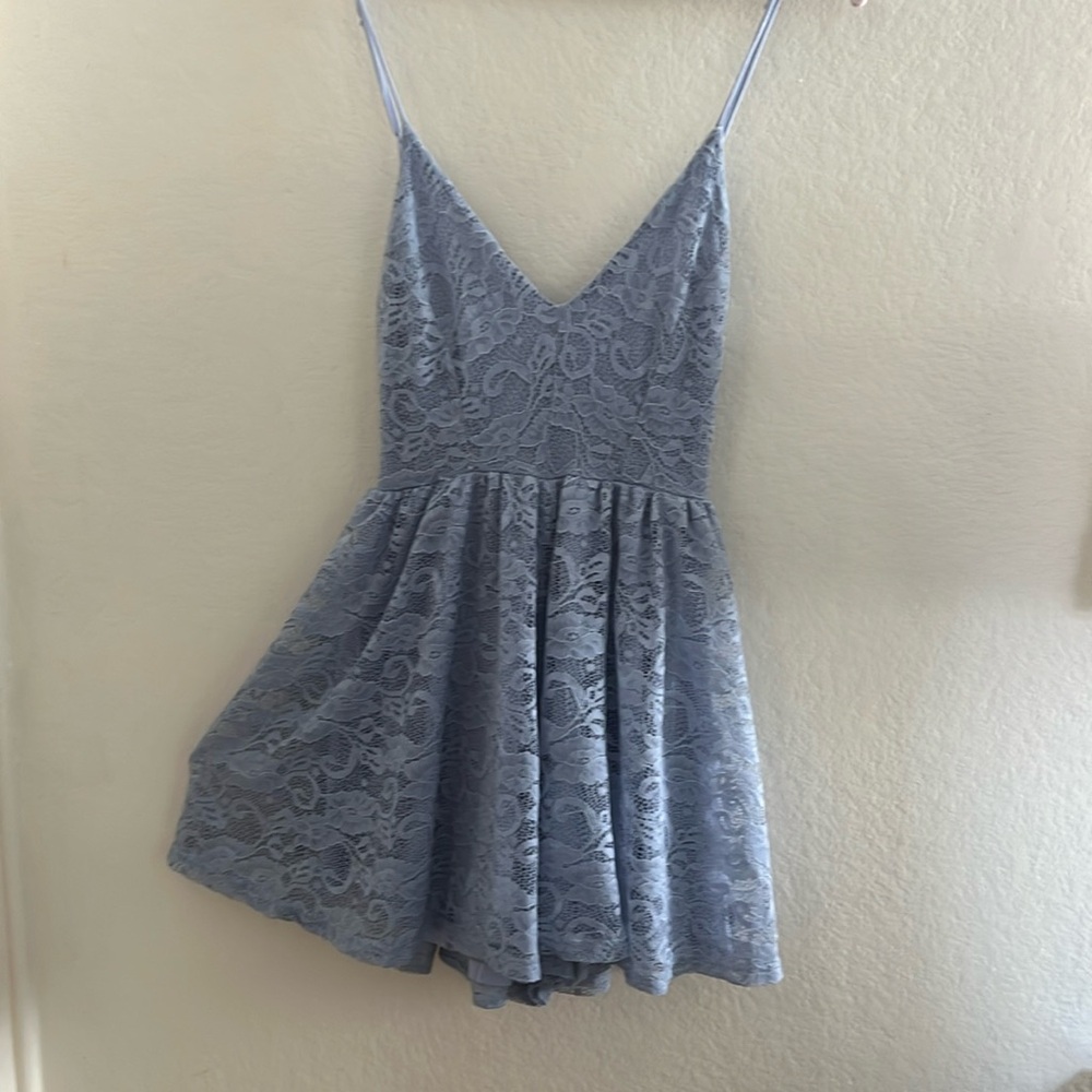 Sam Edelman Eventide Lace Dusty Blue Romper - Picture 9 of 10